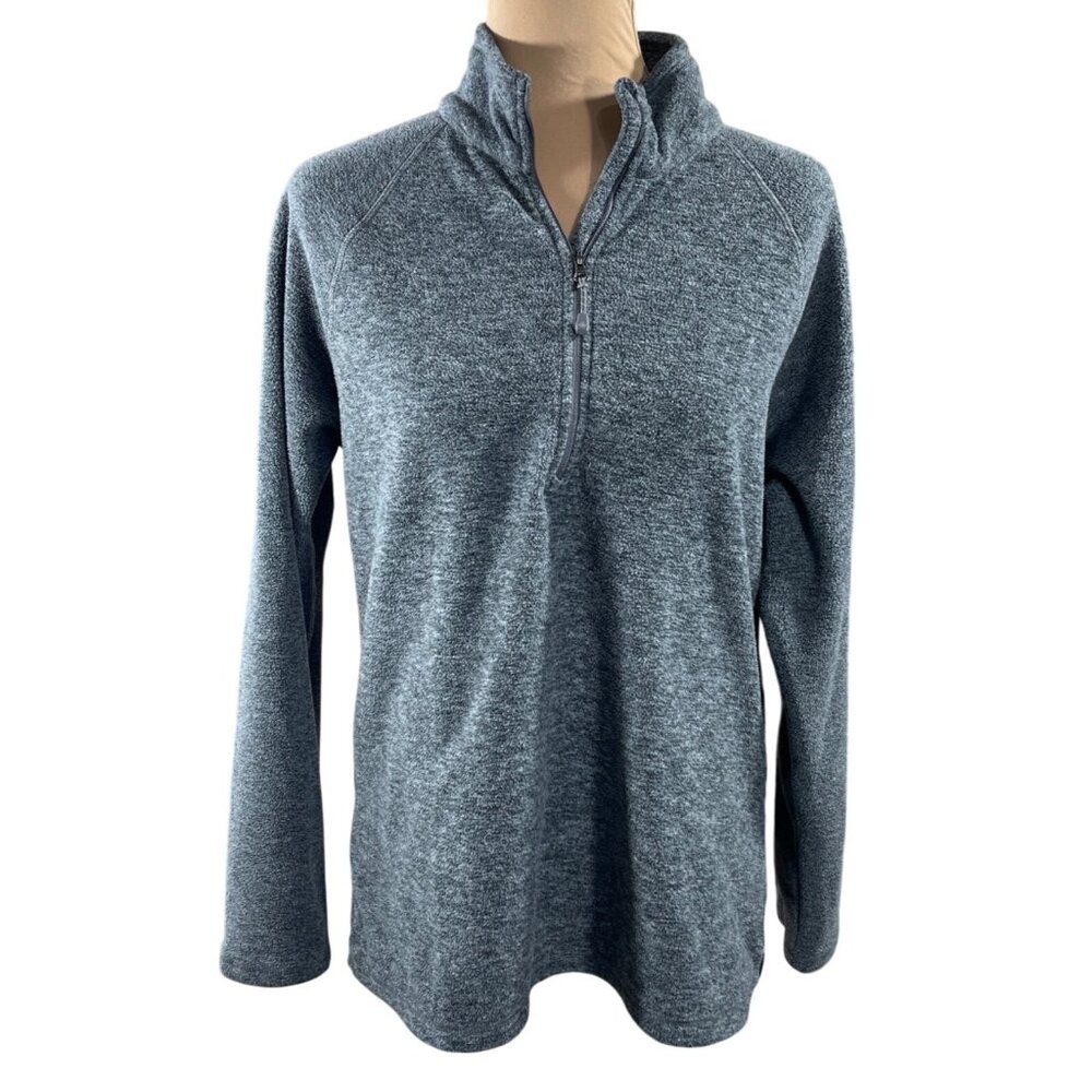 Eddie Bauer Fleece 1/4 Zip Women's Grey L Large Mock Neck Sweatshirt